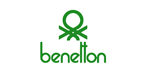 Benetton logo in green with stylized symbol above the brand name.