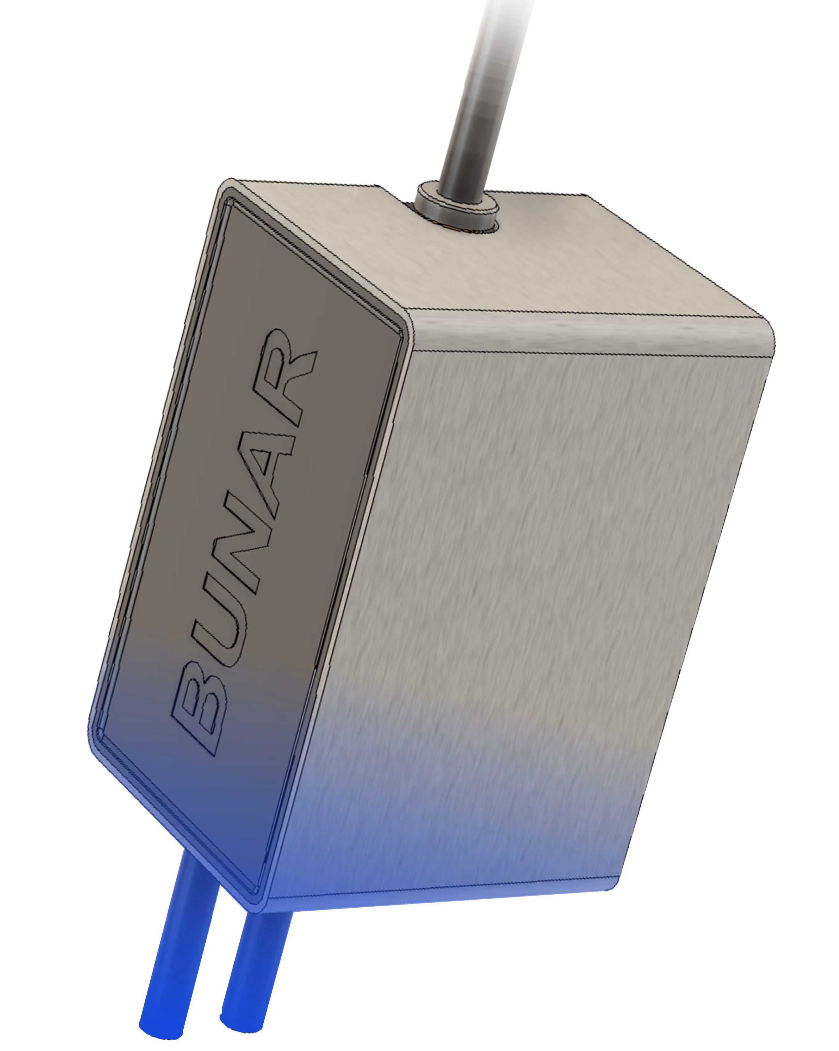 Rectangular device labeled BUNAR with two protruding cylindrical tubes at the bottom.