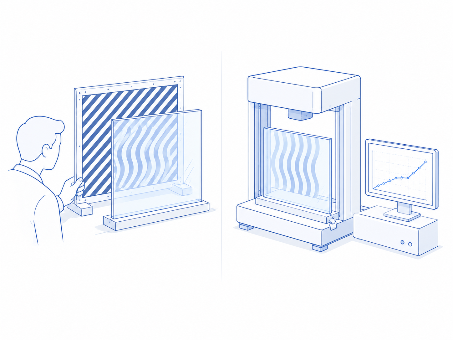 Manual and automated zebra angle measurement illustration