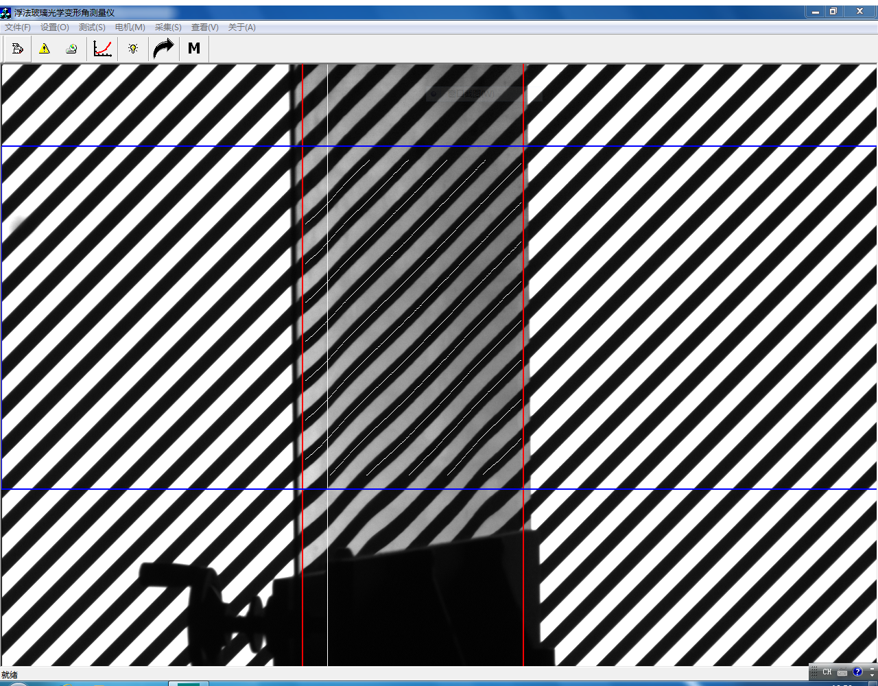 FZT-2 software screen showing selected measurement region and zebra pattern analysis guide lines