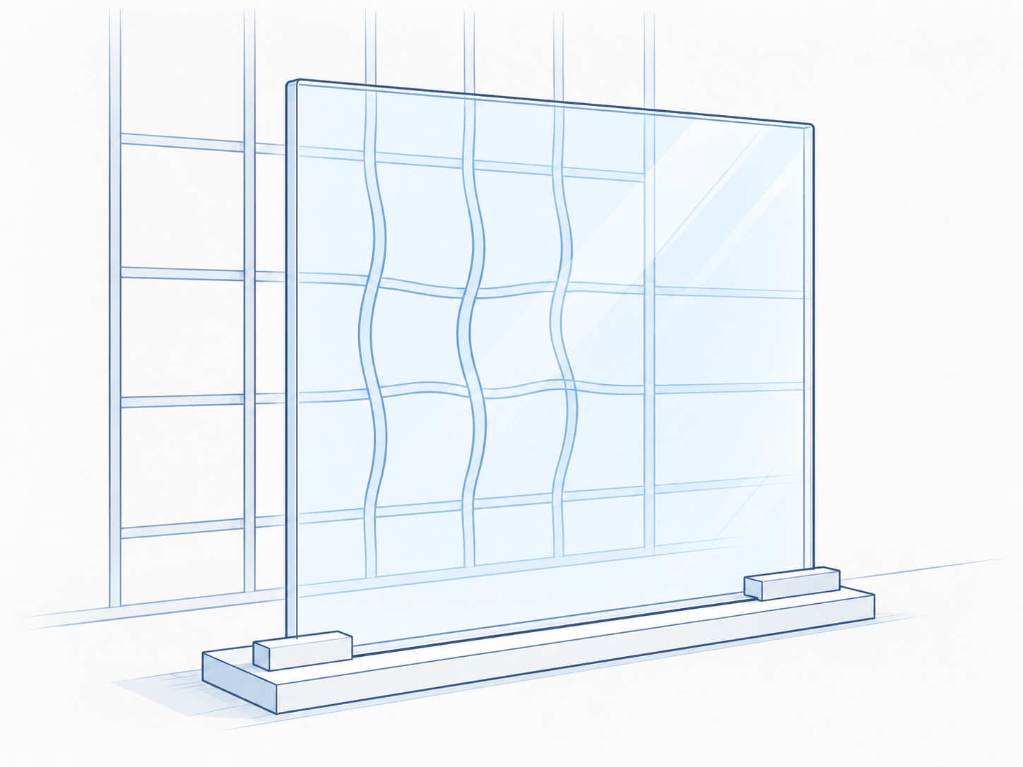 Optical distortion in glass quality control illustration