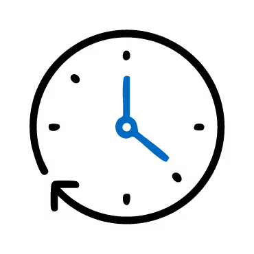 Horloge avec une flèche tournante indiquant 12h20, symbolisant le délai ou le temps.