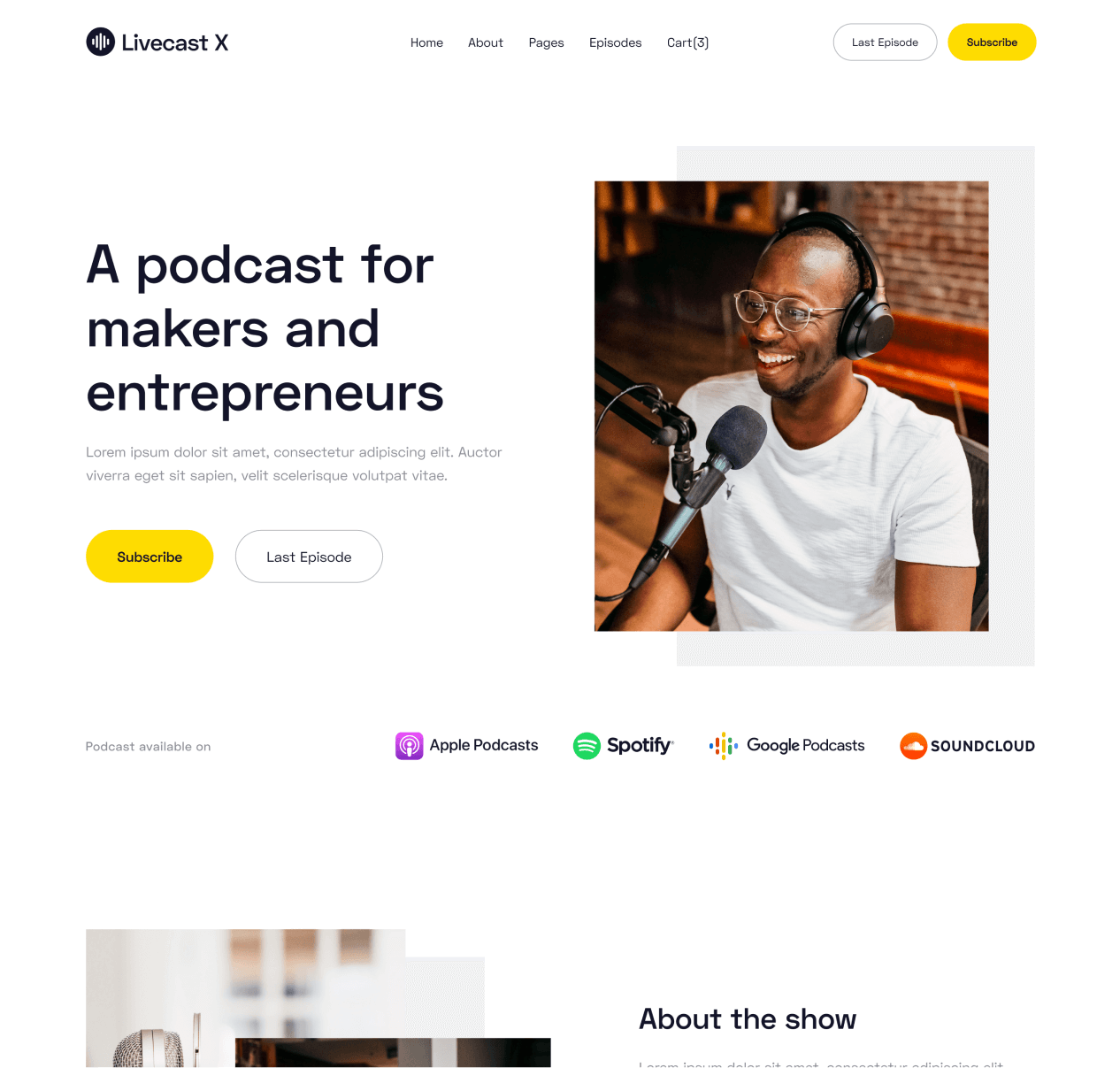Livecast - Home page - Podcas Webflow Template