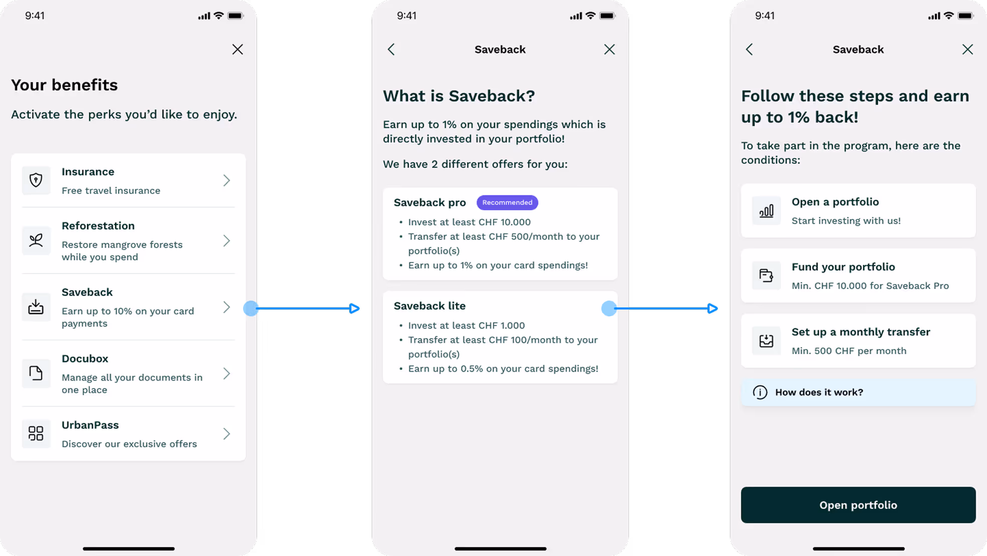 The app displays various options available for user selection and navigation.