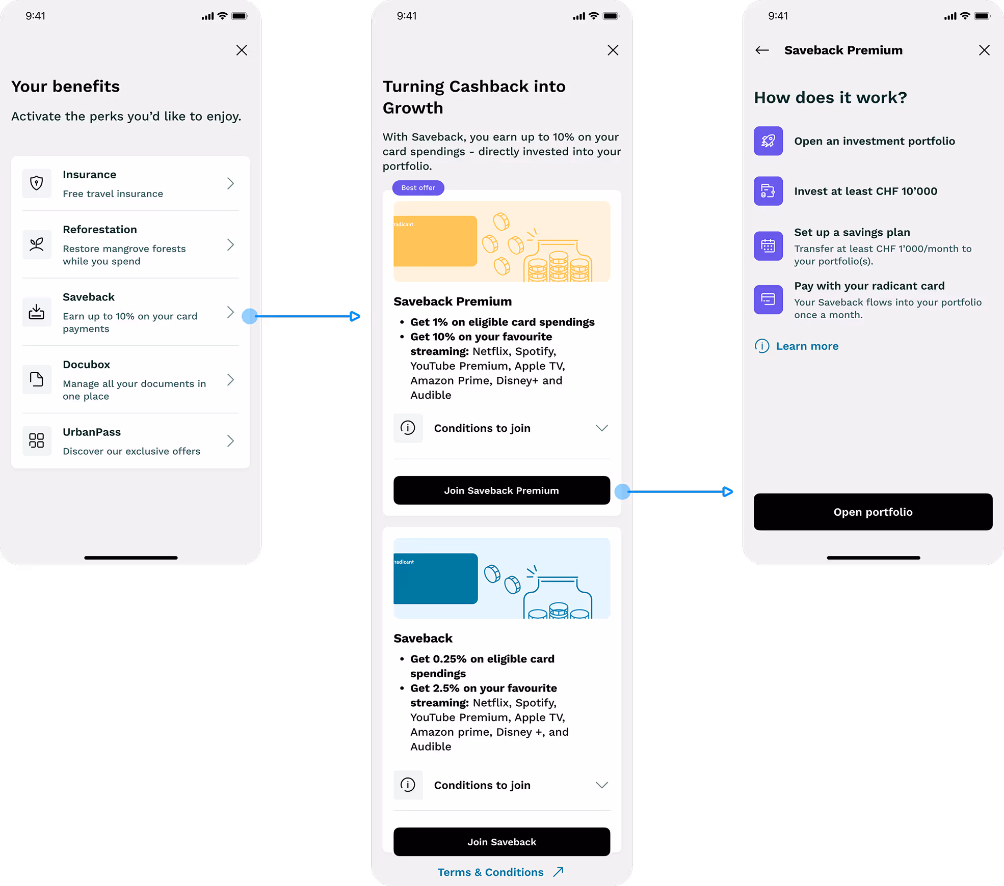 The app displays various options available for user selection and navigation.