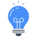 Glowing light bulb icon with radiating lines representing a bright idea or creativity.