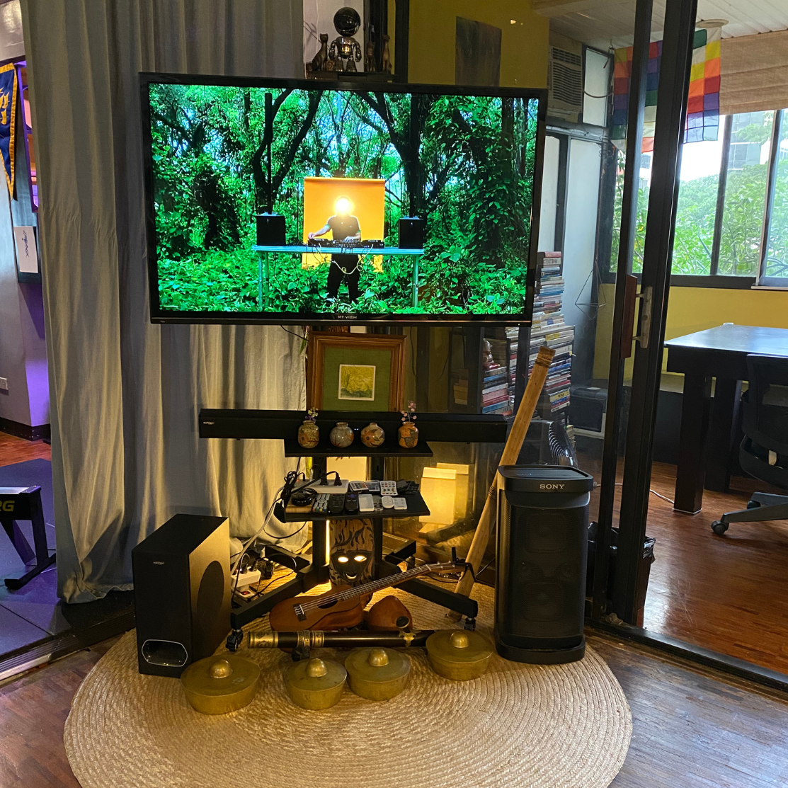 Close up of matcha being poured in a cup