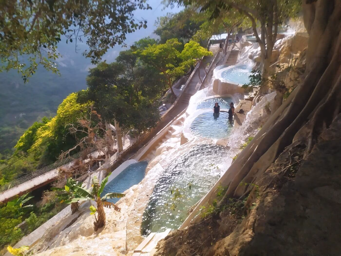 Turquoise mineral pool terrace in Mexico, illustrating Mexican cave spa hot springs