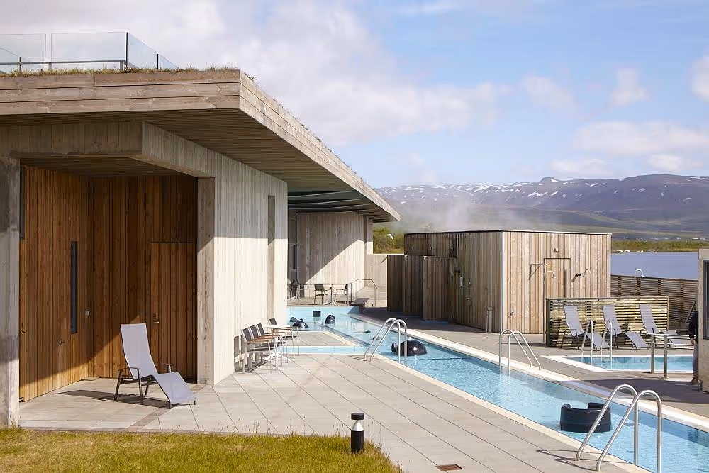 Laugarvatn Fontana Geothermal Baths facilities and pool near Laurgarvatn, Iceland
