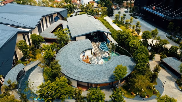 Hot spring bungalows in a resort of Thanh Thủy Hot Springs, Vietnam