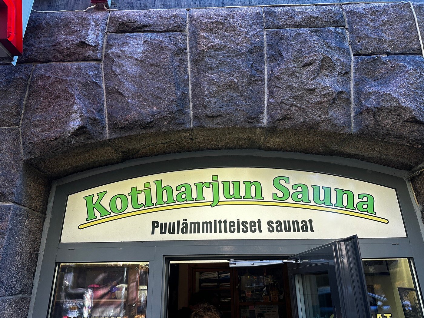 Kotiharjun Sauna entry sign, Finland