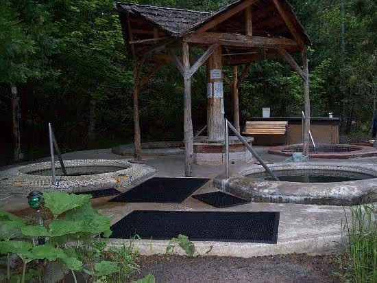 Outdoor hot spring baths in Breitenbush Hot Springs, Oregon