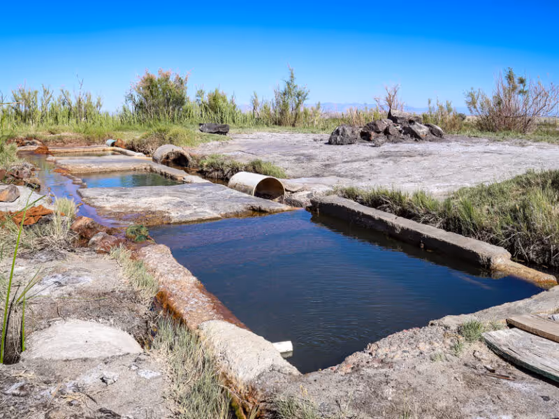Soaking pools in the desert in Baker Hot Springs near Delta, Utah