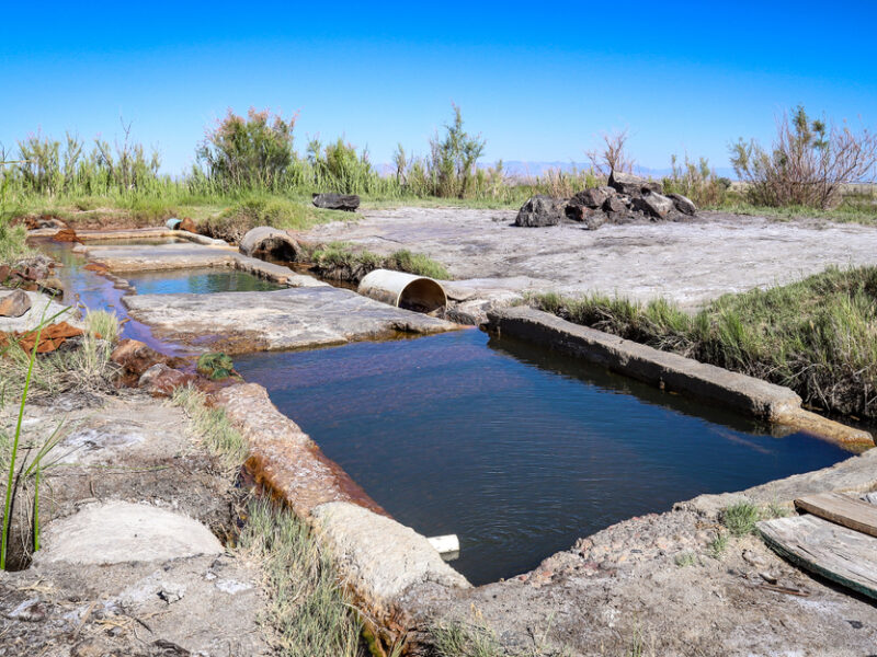 Soaking pools in the desert in Baker Hot Springs near Delta, Utah