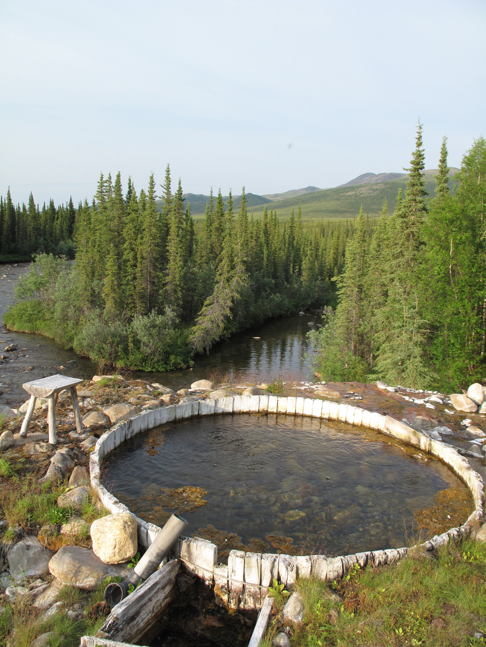 Melozi Hot Springs pool in Alaskan forest
