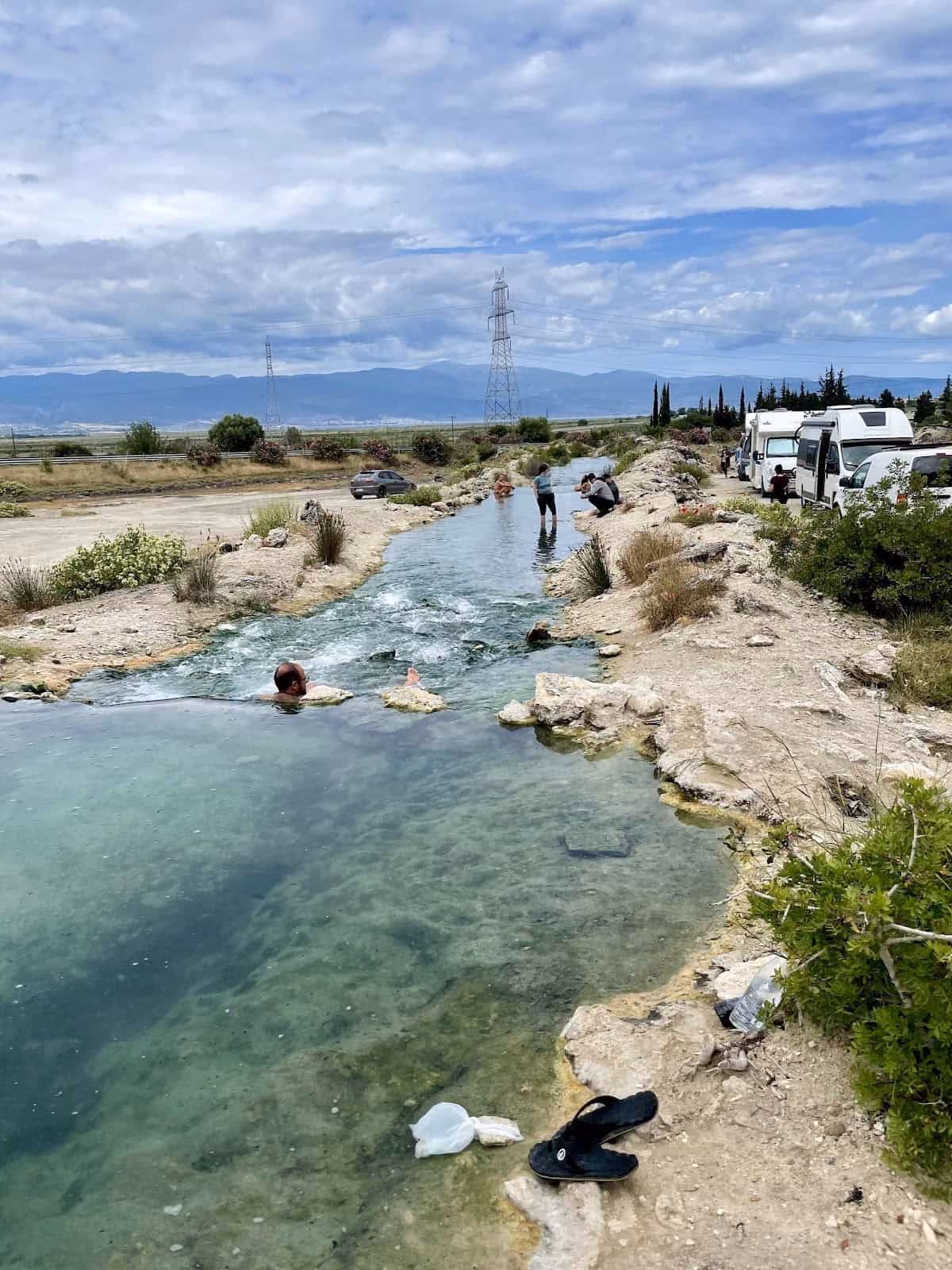 Thermopylae Hot Springs, Greece - sulfur pools at the rocky foot of Mount Kallidromo