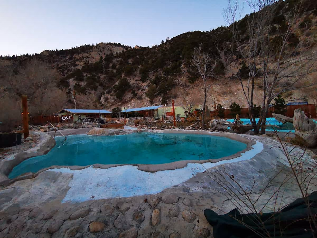Cottonwood Hot Springs Inn and Spa, Colorado - stone mineral soaking pool along Cottonwood Creek near Buena Vista in San Isabel National Forest