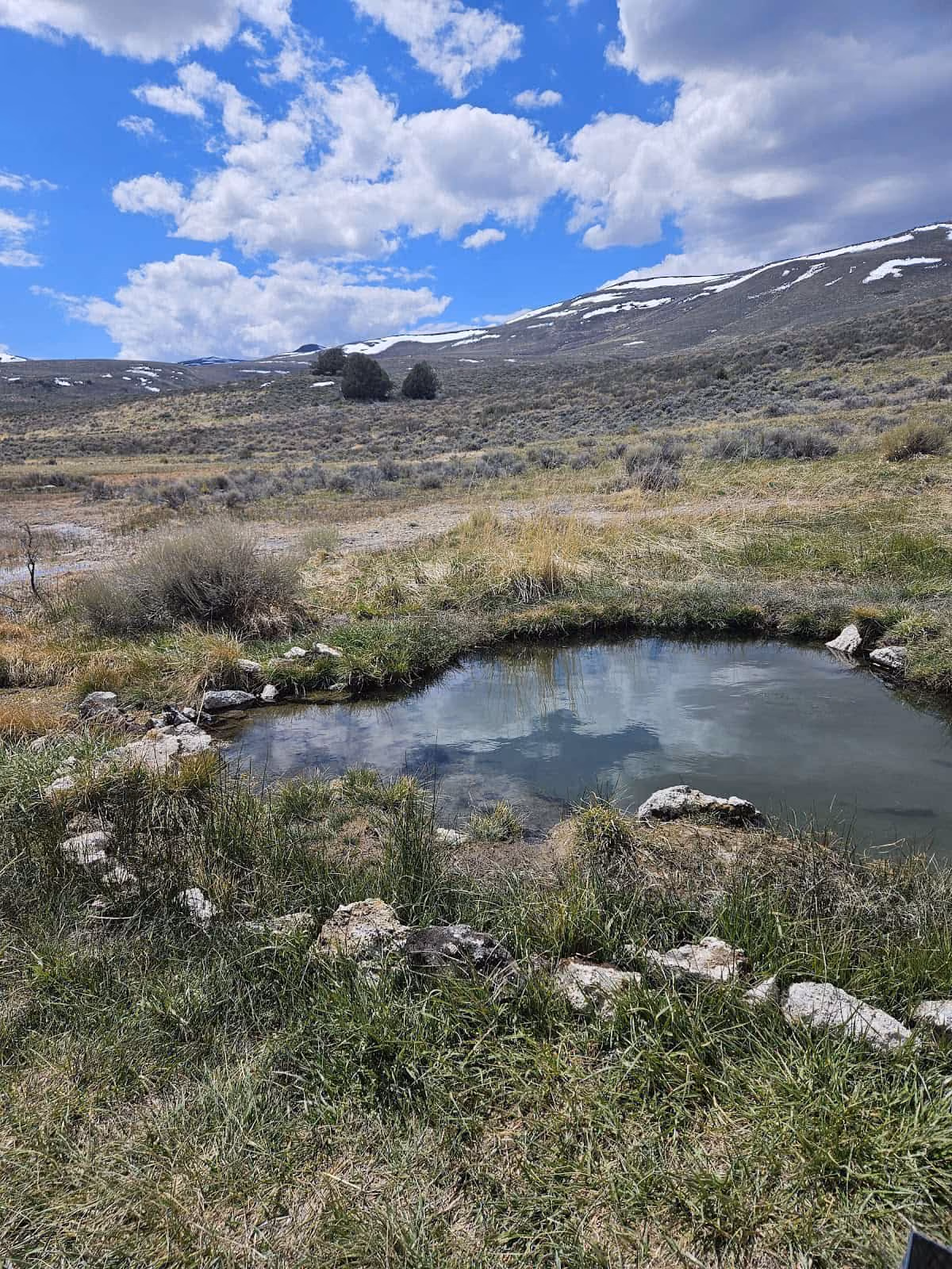 Hart Mountain Hot Springs, Oregon - stone-walled pool in high desert at Hart Mountain Refuge
