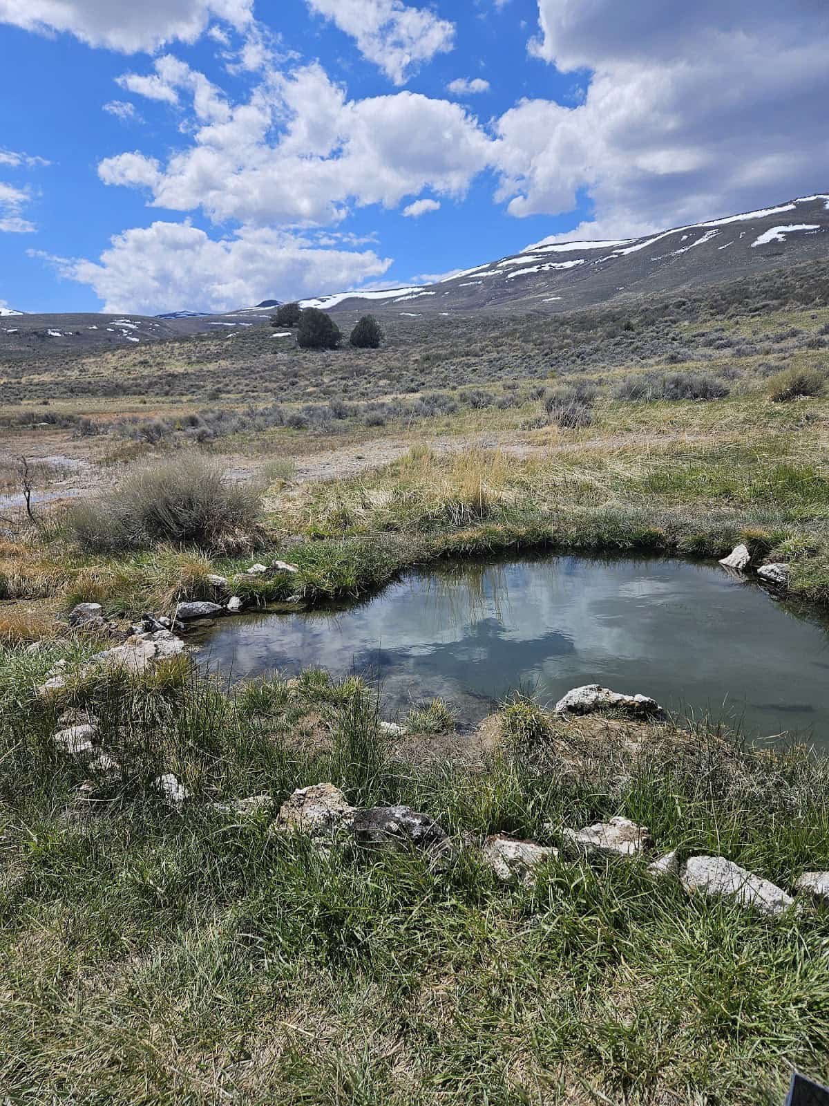 Hart Mountain Hot Springs, Oregon - stone-walled pool in high desert at Hart Mountain Refuge