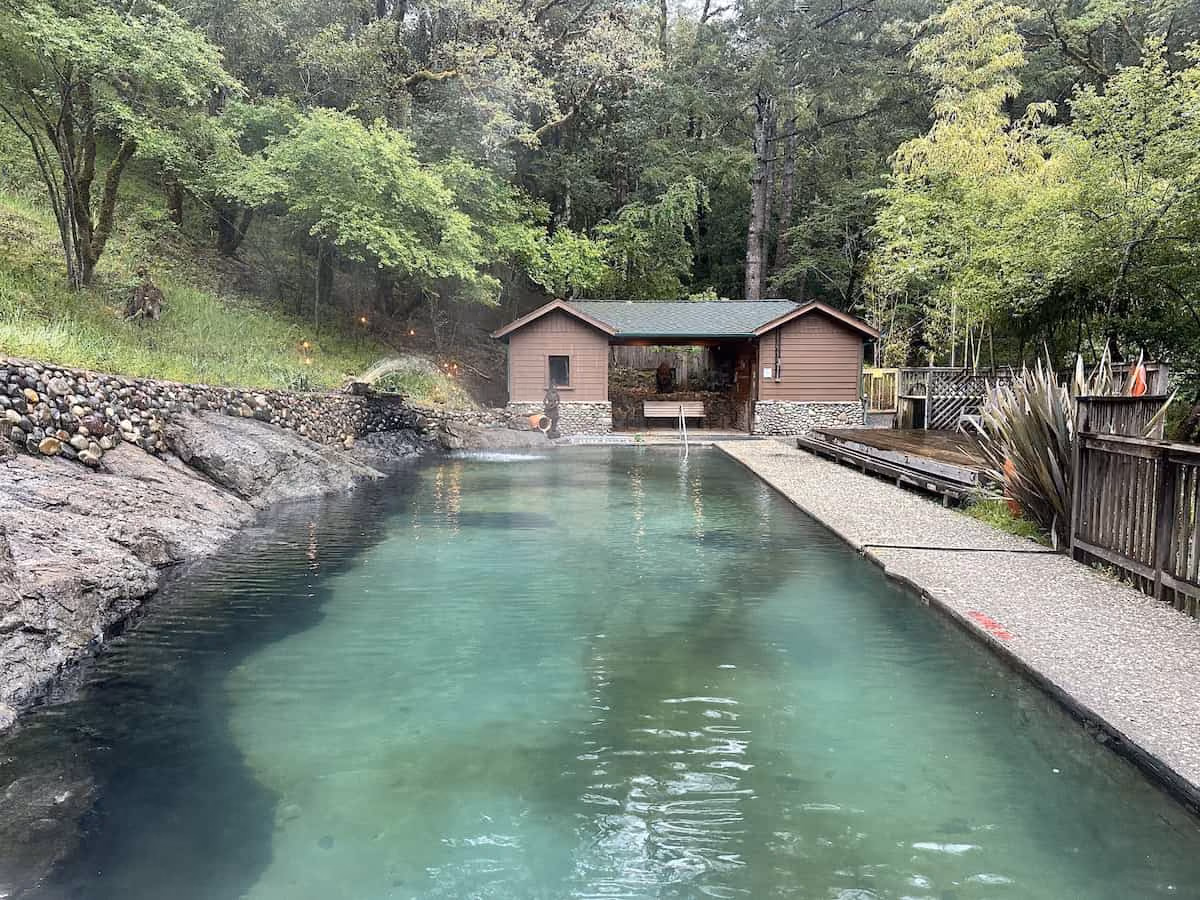 Orr Hot Springs, California - hot spring tub and cold pool set in forested Mendocino hills