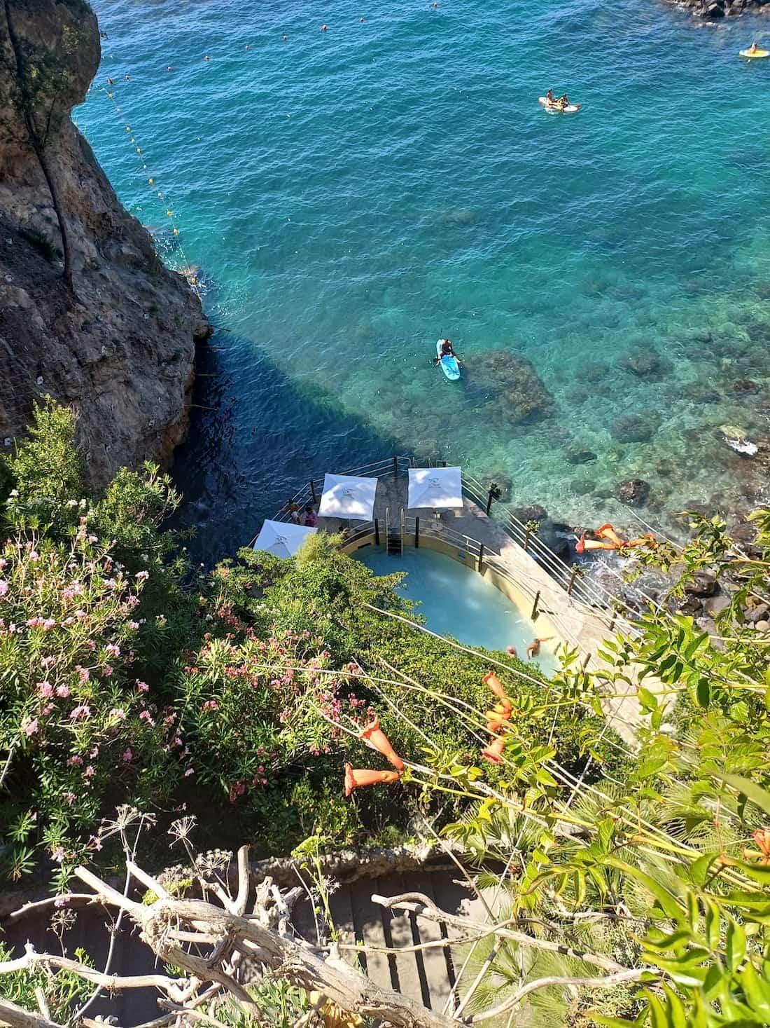 Terme di Scrajo Italy - clifftop thermal spa terraces overlooking Gulf of Naples Sorrento