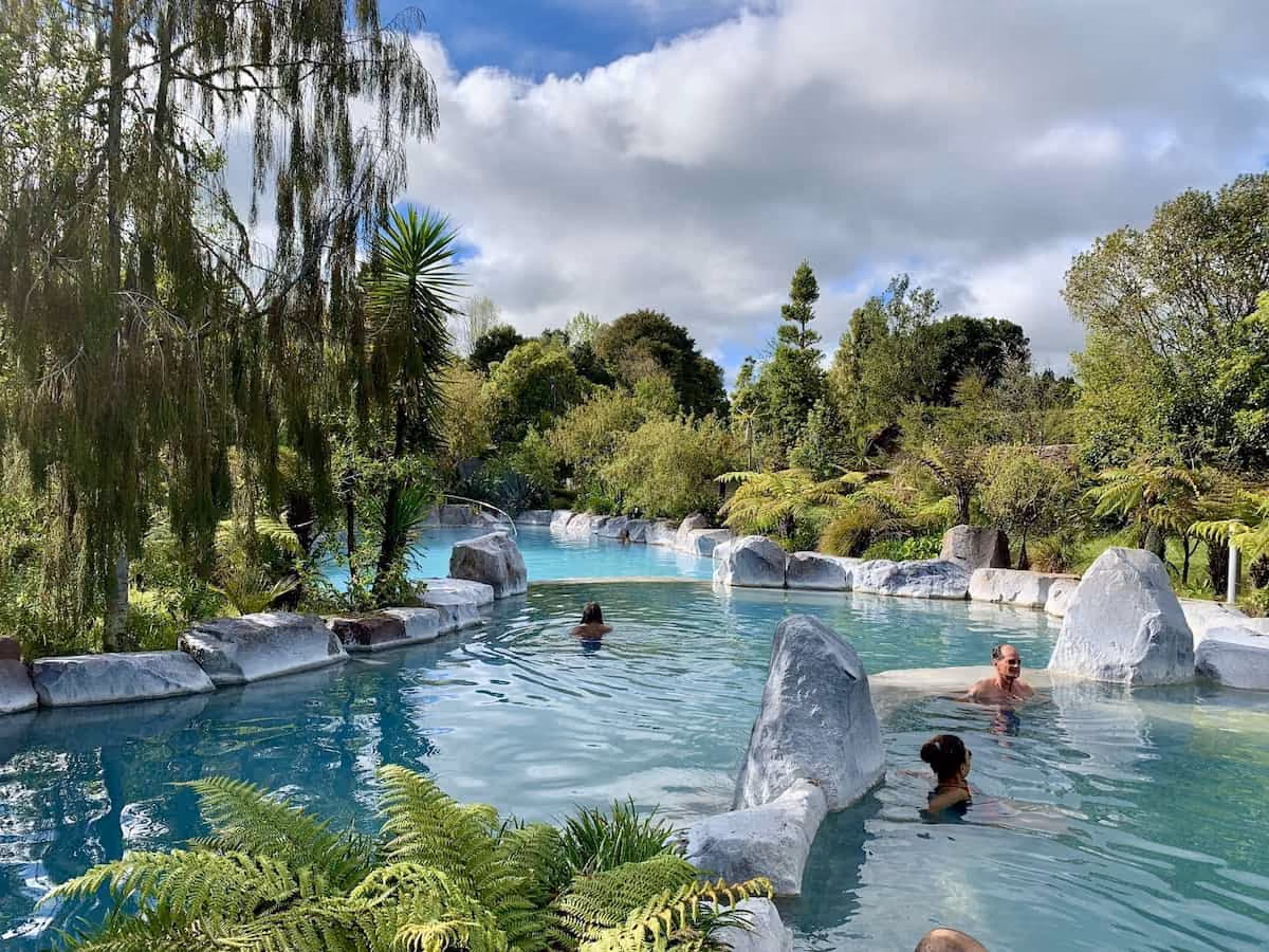 Wairakei Terraces, New Zealand - mineral pools below man-made silica terraces near Taupo on the North Island