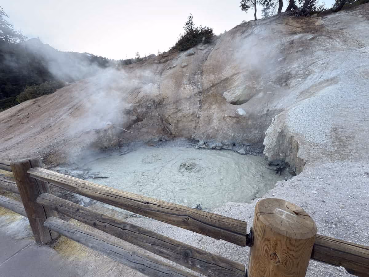 Sulphur Works, California - boiling mud pots and steam vents beside the Lassen park highway