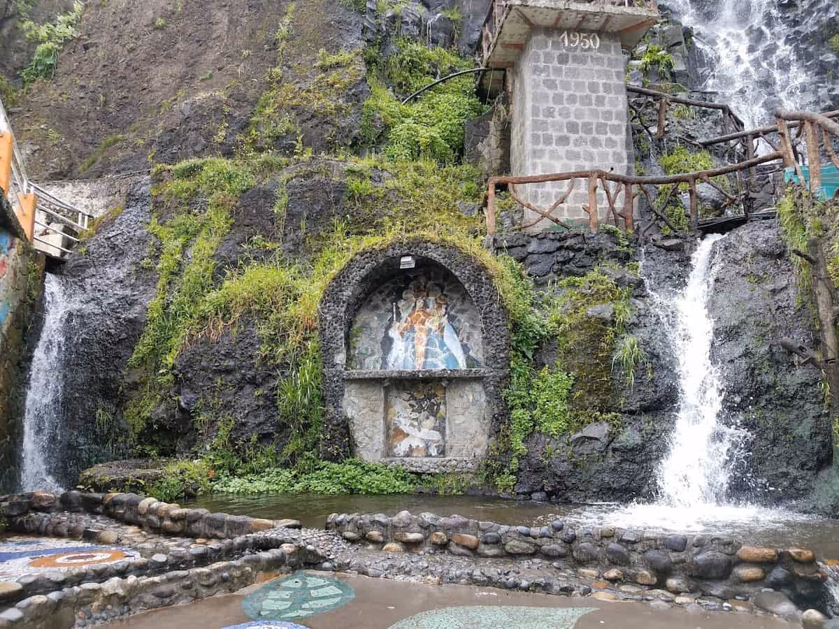Termas de la Virgen Antigua, Ecuador - thermal pools below the Virgen waterfall in Banos