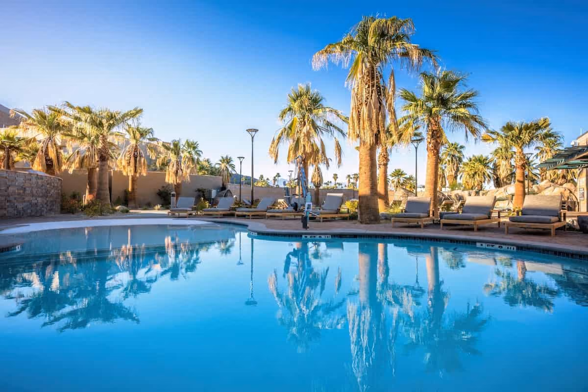 The Spa at Sec-he, California - outdoor mineral pool at the Agua Caliente Cultural Plaza