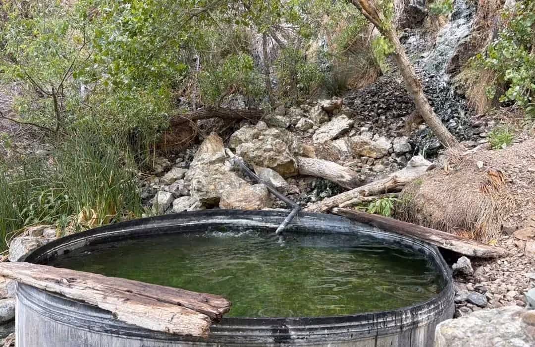 Willett Hot Springs, California - concrete soaking basin in the Sespe Wilderness canyon near Ojai