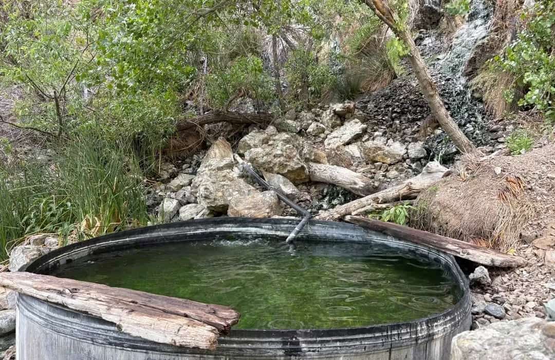 Willett Hot Springs, California - concrete soaking basin in the Sespe Wilderness canyon near Ojai