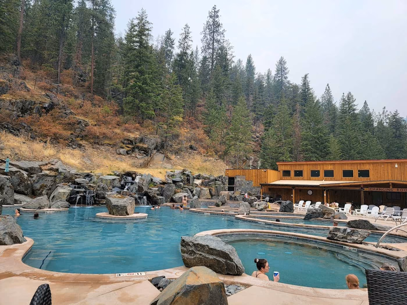 Quinn's Hot Springs Resort, Montana - soaking pools in the Clark Fork River canyon near Paradise