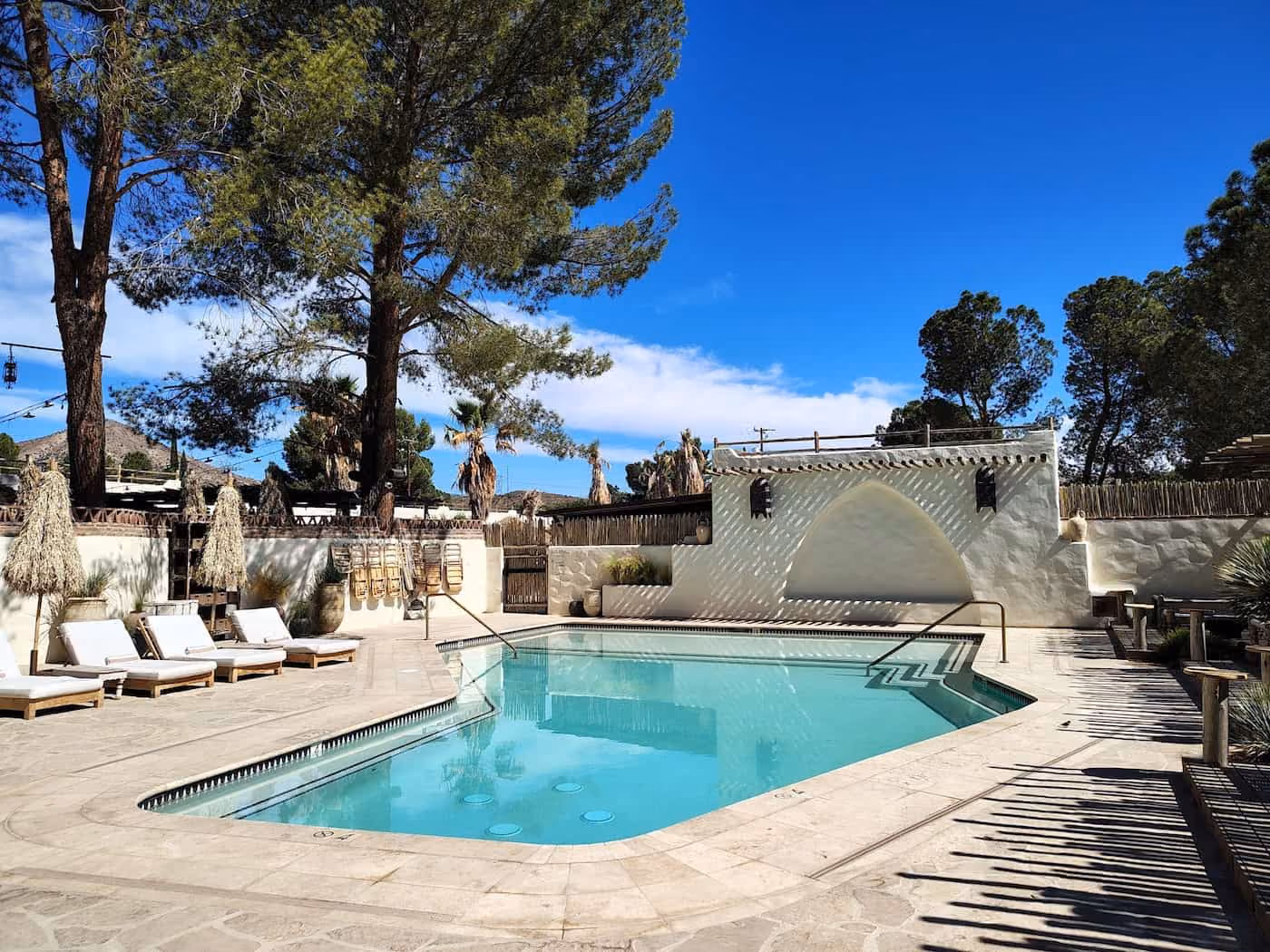 Jacumba Hot Springs Resort, California - outdoor mineral pool in high desert mountain setting