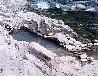 Riverside undeveloped Wind River (Shipherd's) hot springs in washington
