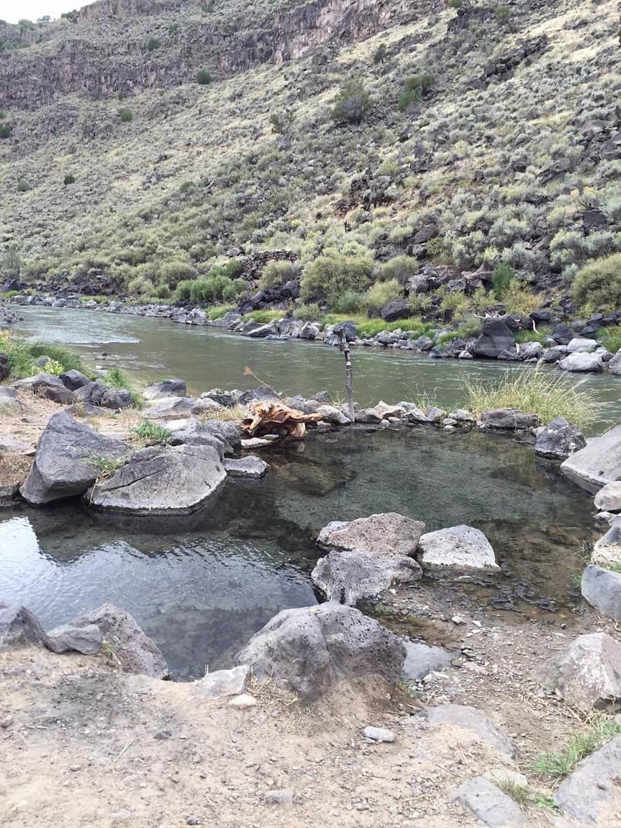rock hot spring pools on the Rio Grande at manby hot springs in new mexico