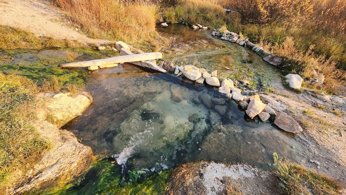 Natural rock lined Hot spring pool at dash creek hot springs idaho