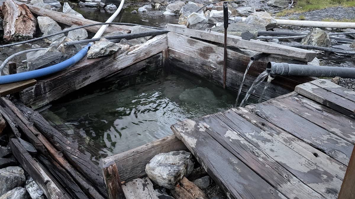 makeshift outdoor hot spring pool a slate creek hot spring idaho