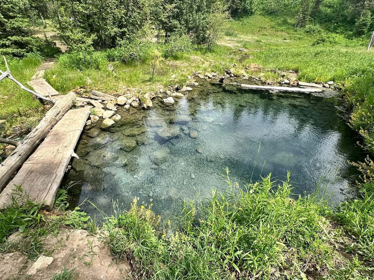 backcountry hot spring pool in the caribou-targhee national forest at bear creek hot spring idaho