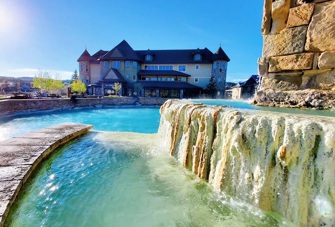 Travertine mineral lined hot springs and pool at mother spring pagosa springs colorado