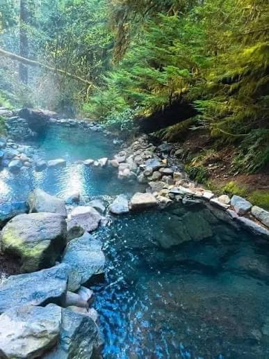 cascading rock lined hot spring pools at montecito hot springs california