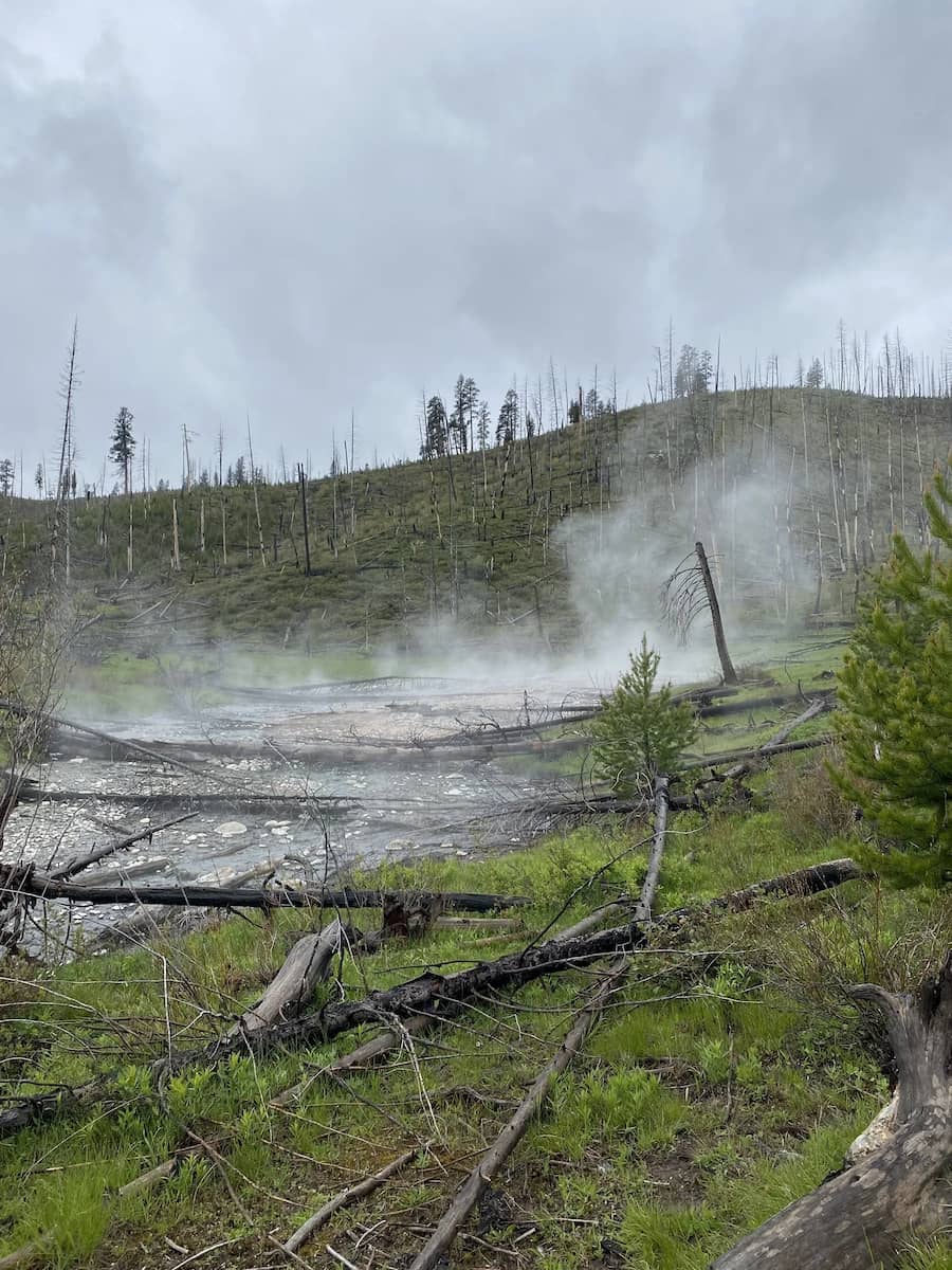 steaming geothermal spring at vulcan hot springs idaho