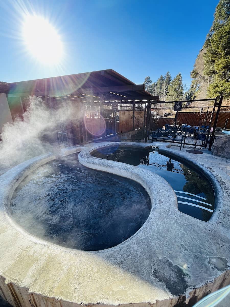 steaming concrete hot spring pools at durango hot springs colorado