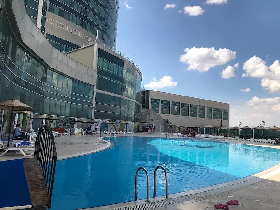 Outdoor thermal pool at a developed resort at kirsehir armas thermal resort in turkey