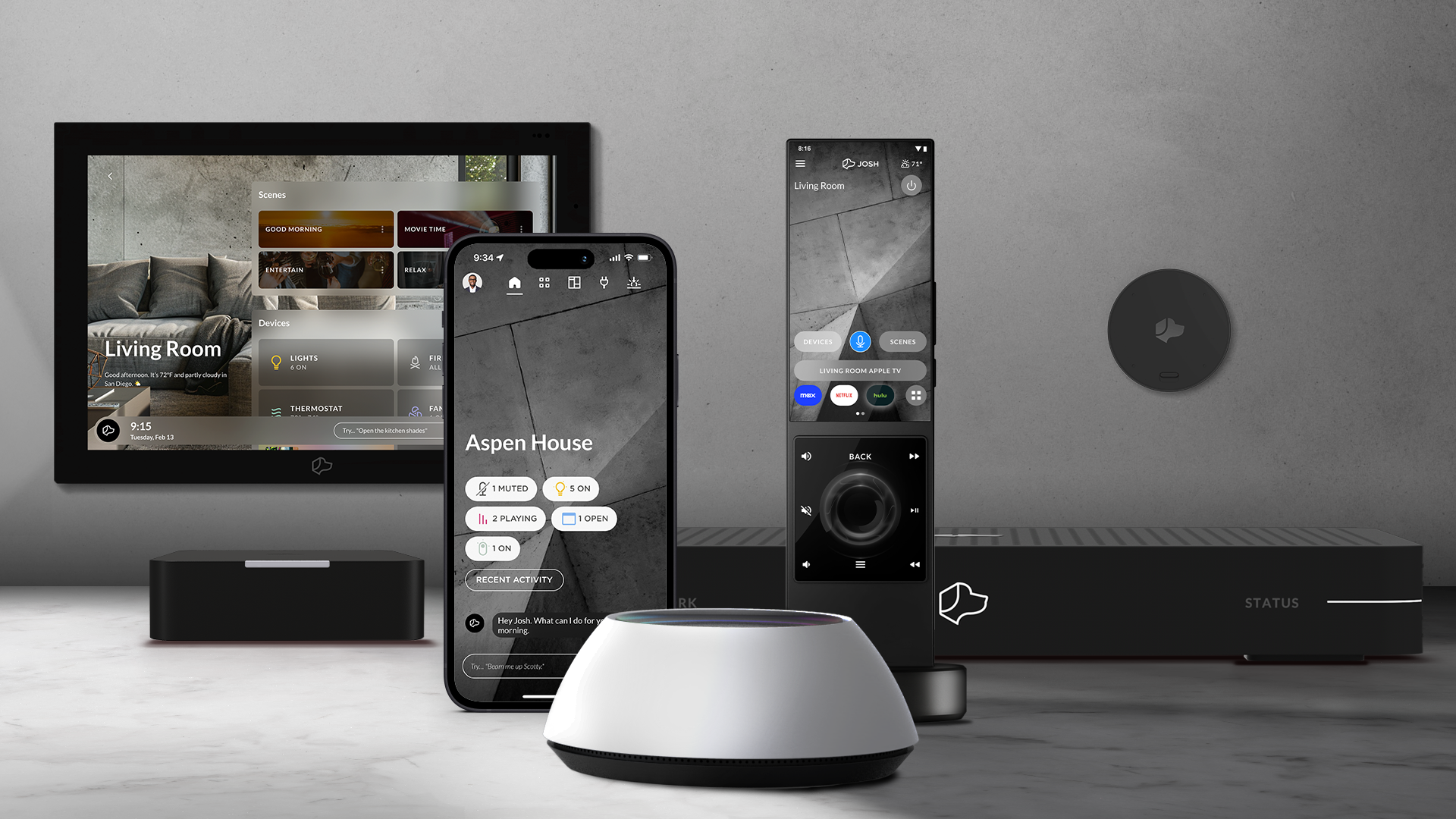 Josh touchscreen, app, remote, Micro speaker and Core processor