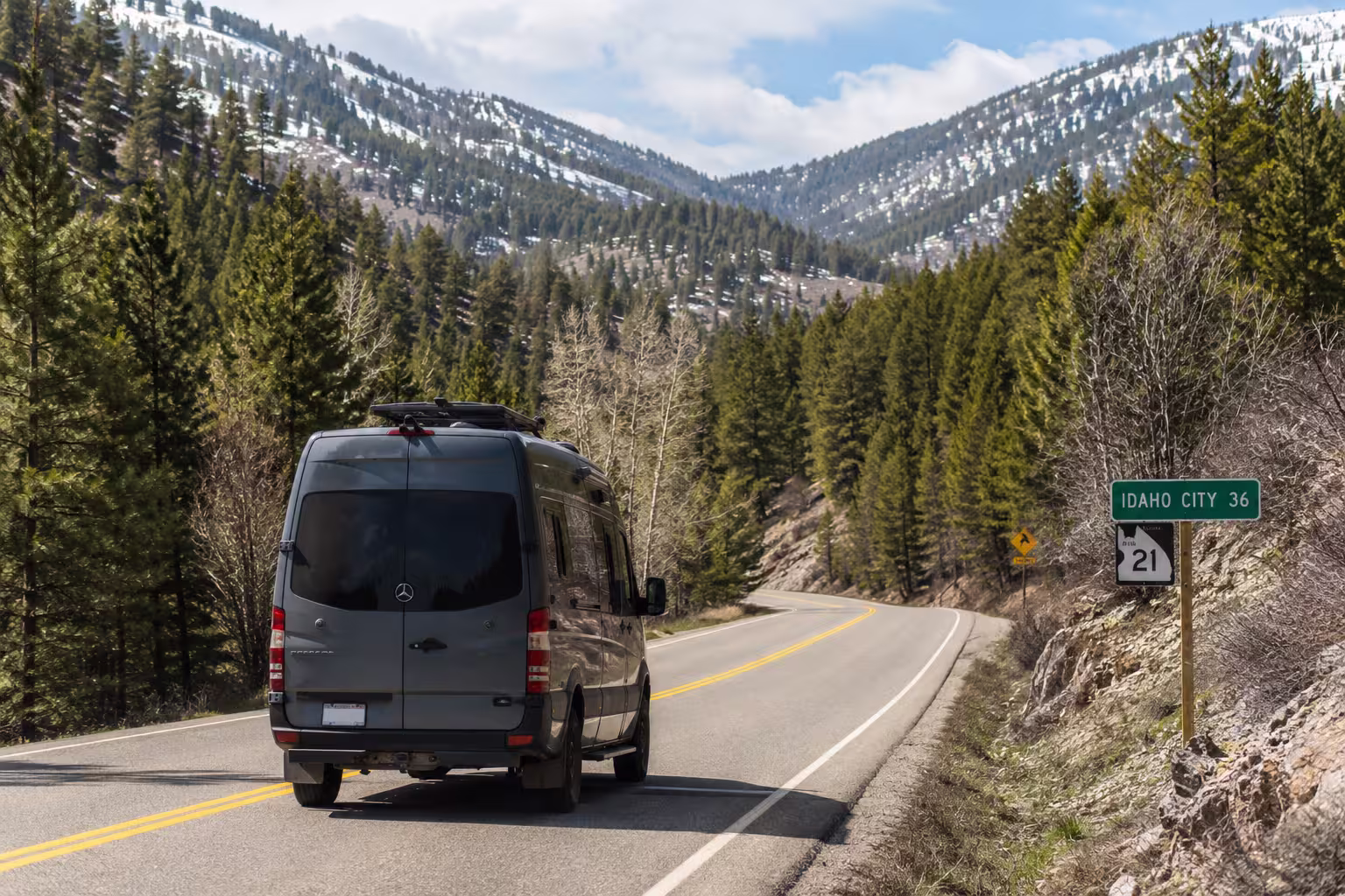 Class B van on Highway 21 near Boise
