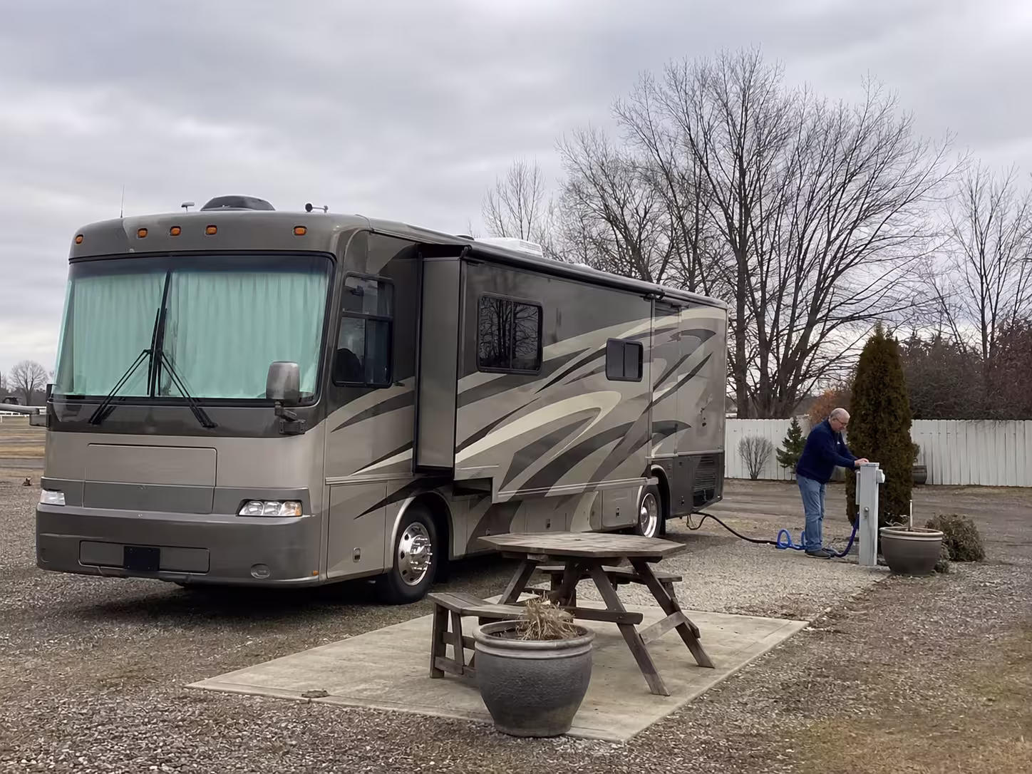RV with hookups at a Boise lot for a monthly stay
