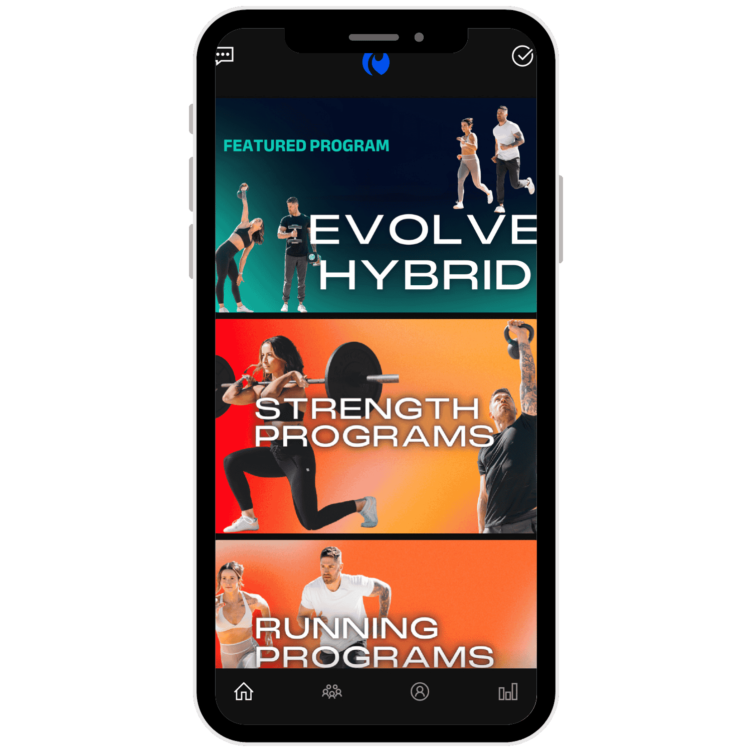 Phone screen with workout plans.