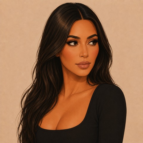 Illustrated portrait of Kim Kardashian
