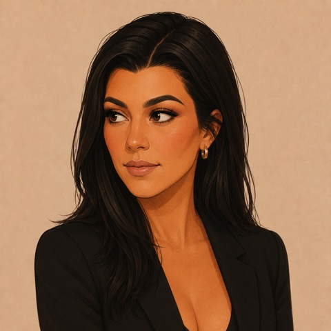 Illustrated portrait of Kourtney Kardashian