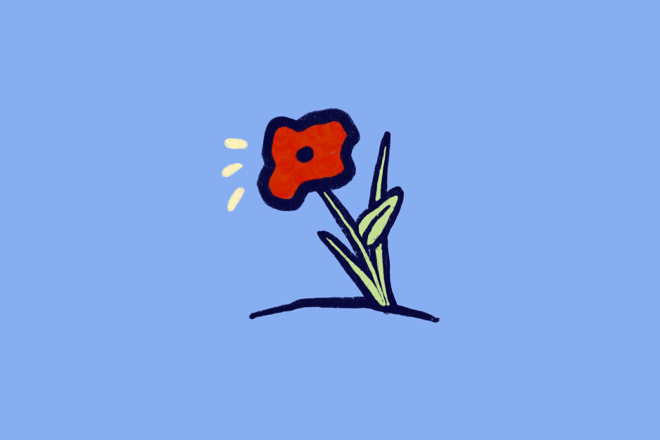 An illustration of a flower growing out of the ground.